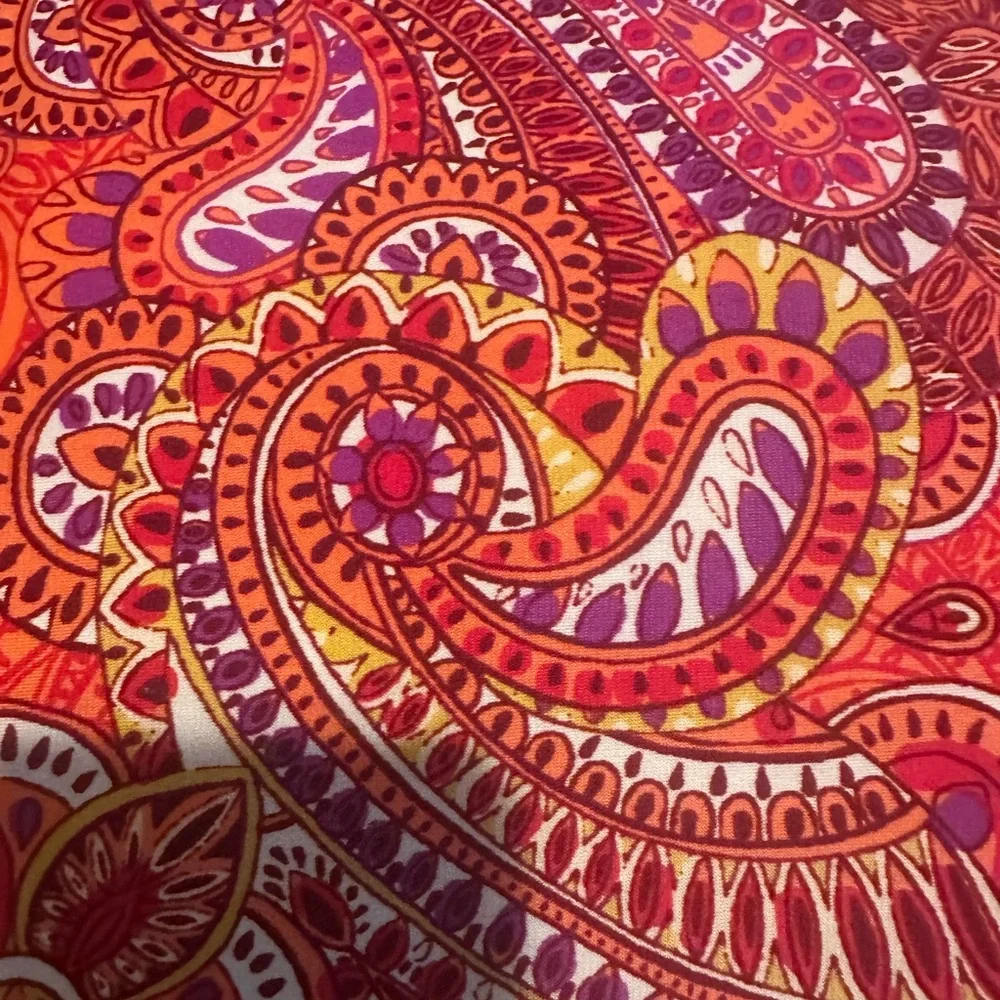 Coco Blanco Red Cold Shoulder Paisley Blouse Womens Size M - Picture 5 of 11